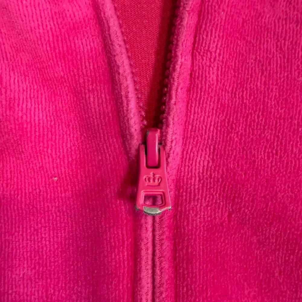 Girls JUICY COUTURE Velour Shocking Pink Full Zip Hoodie Sweatshirt 5T